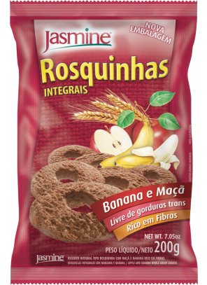 BANANA E MACA.png - Rosquinhas Integrais Banana e MaçãRICO EM FIBRAS E FERRO;LIVRE DE GORDURA TRANS;FONTE PROTEÍNAS E MAGNÉSIO;Ingredientes: Farinha de trigo integral, farinha de trigo fortificada com ferro e ácido fólico, açúcar mascavo, óleos vegetais (milho e girassol), melado de cana, , fécula de mandioca, flocos de banana desidratada, flocos de maçã desidratada, maltodextrina, sal, canela em pó, agentes de crescimento (fosfato monocálcico, bicarbonato de sódio, bicarbonato de amônio), estabilizante natural lecitina de soja e aromas.CONTÉM GLÚTEN.Disponível na versão: 200g.